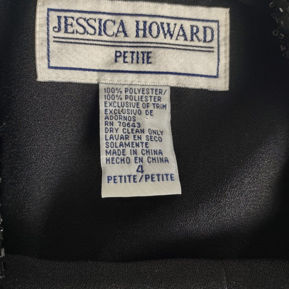 Jessica Howard Black Beaded Collar 2 Pc Pant Suit Formal Career Petite 4 - Picture 5 of 14